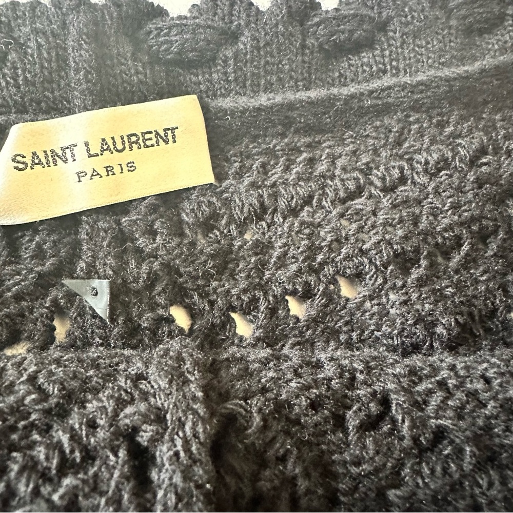 Saint Laurent Crochet Shorts Noir Black Wool Knit Italy - Picture 7 of 8